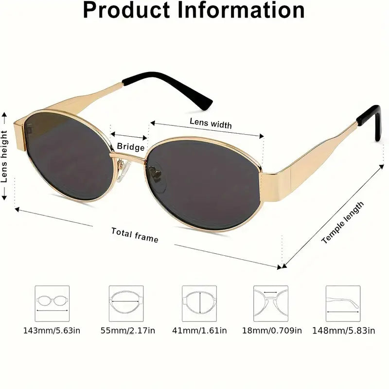 2pcs metal texture ladies decorative glasses