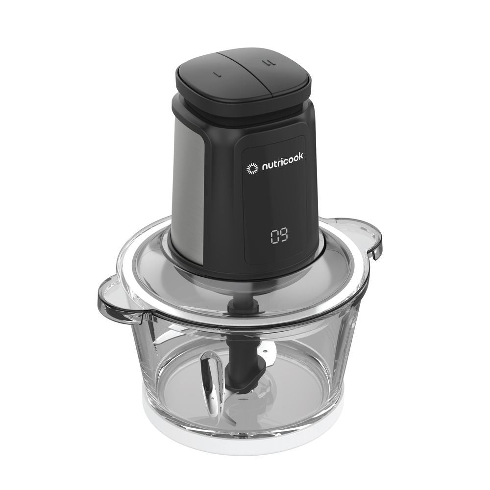 Multi-Purpose Glass Chopper & Mincer, 500W, 1.2L with 4 SS Blade detachable System, Easy to Clean, Pulse Speed for Precision, Ice Crushing, Anti Slip Ring, 2-Year Warranty 1.2 L 500 W NC-CH1200 Black