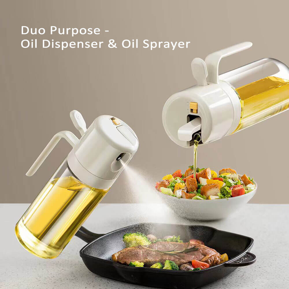 Oil Sprayer and Oil Dispenser Bottle ,2 in 1 Oil Dispenser Bottle, Olive Oil Bottle, Olive Oil Dispenser Bottle, Olive Oil Sprayer, Olive Oil Dispenser, Glass Oil Dispenser, Cooking oil bottle, Kitchen Glass Spray Bottle ,550ml Glass Oil Spray