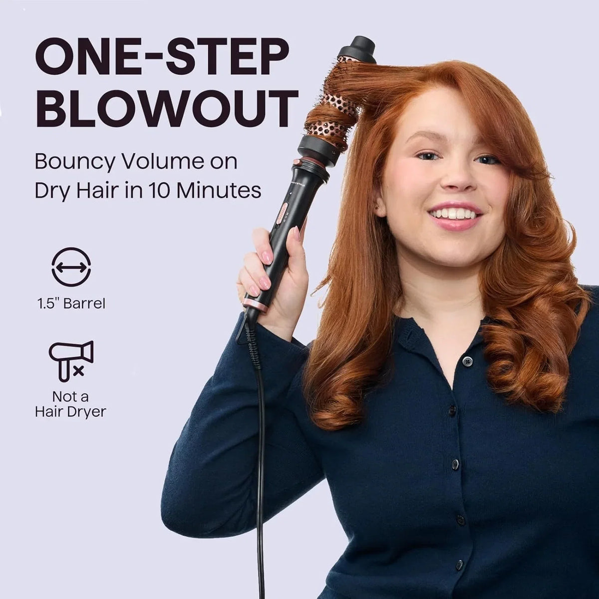 Wavytalk Thermal Brush, 1.5 inch Heated Round Brush for Blowout Look