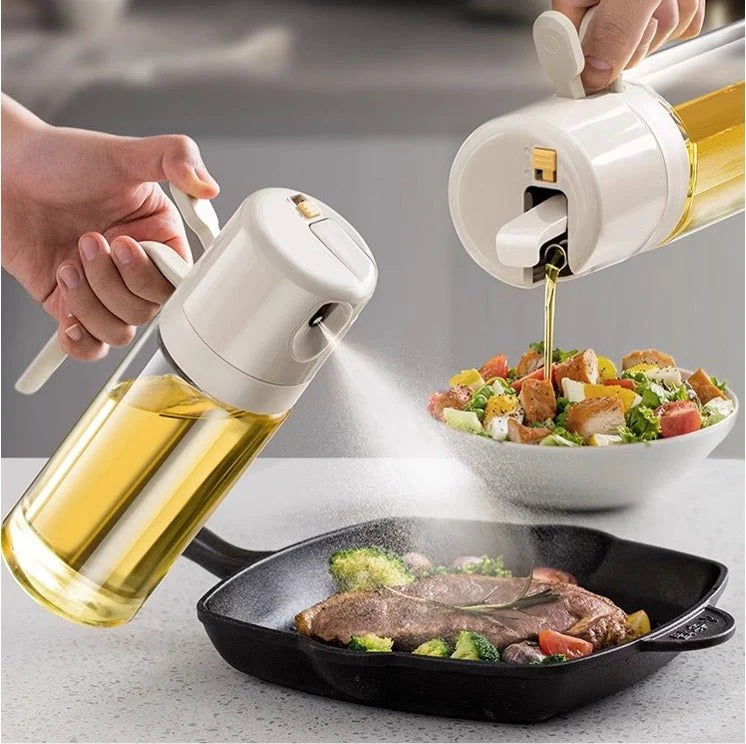 Oil Sprayer and Oil Dispenser Bottle ,2 in 1 Oil Dispenser Bottle, Olive Oil Bottle, Olive Oil Dispenser Bottle, Olive Oil Sprayer, Olive Oil Dispenser, Glass Oil Dispenser, Cooking oil bottle, Kitchen Glass Spray Bottle ,550ml Glass Oil Spray