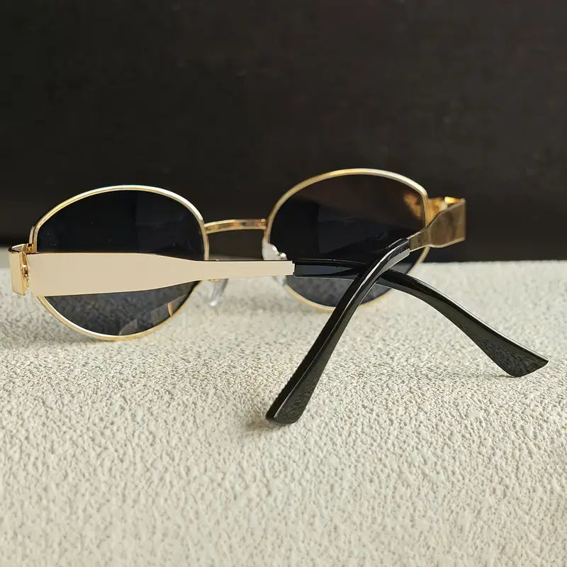 2pcs metal texture ladies decorative glasses