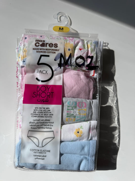 Max Pack of 5 Panties - Cotton MEDIUM - Code: M02