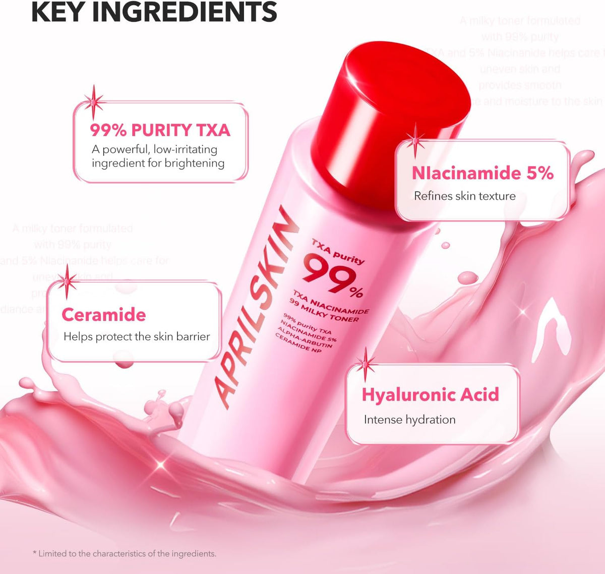 APRILSKIN TXA+Niacinamide 99 Pink Milky Toner 150ml Expiry 05 - 2028