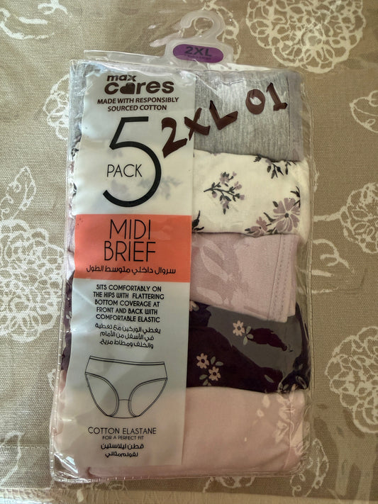 Max Pack of 5 Panties- Cotton 2XL