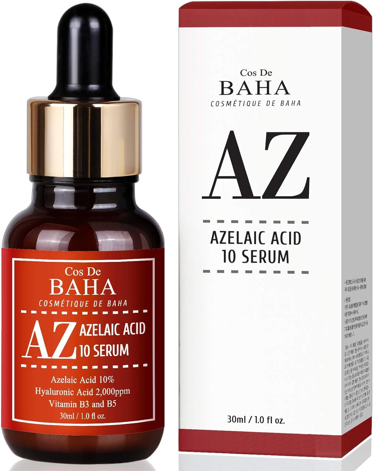 Cos De BAHA AZ Azelaic Acid 10% Facial Serum with Niacinamide - 30ml Expiry 04 - 2029