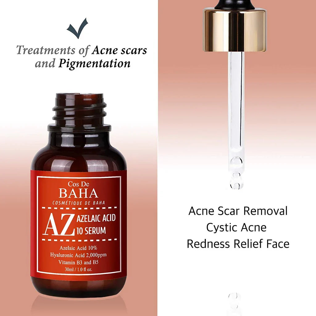 Cos De BAHA AZ Azelaic Acid 10% Facial Serum with Niacinamide - 30ml Expiry 04 - 2029