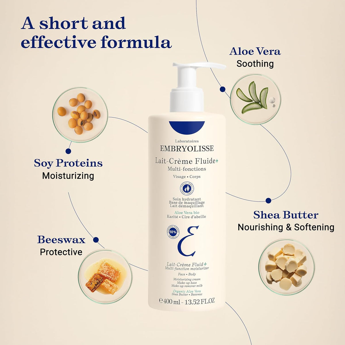 Embryolisse Lait-Creme Fluid Moisturizer For Face And Body 400ml Expiry 10 - 2028