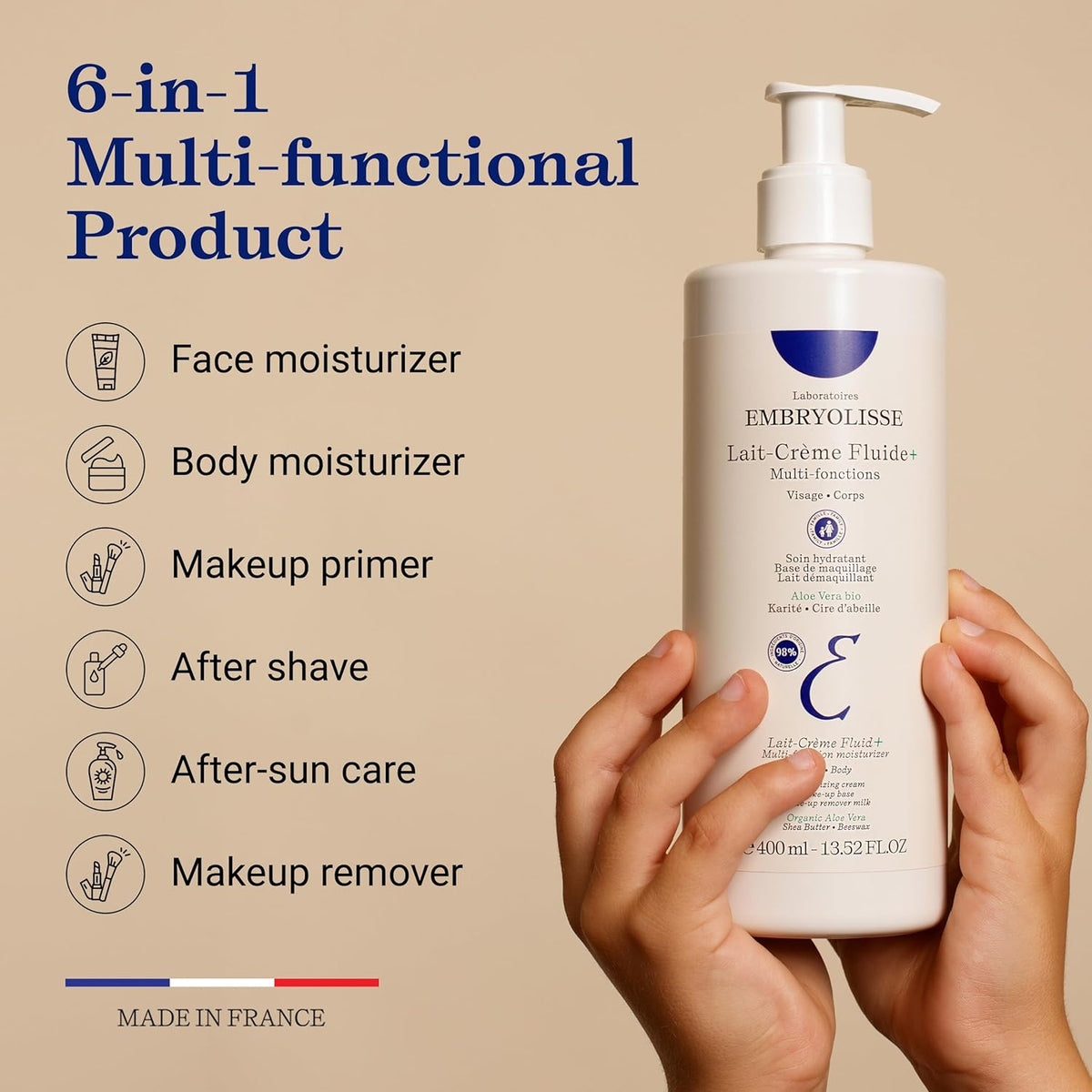 Embryolisse Lait-Creme Fluid Moisturizer For Face And Body 400ml Expiry 10 - 2028