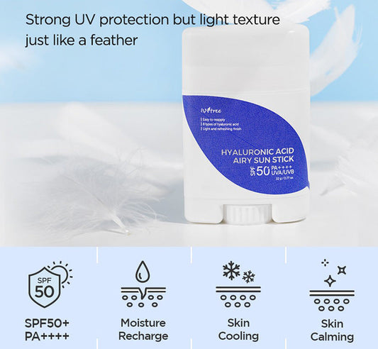 Isntree HYALURONIC ACID AIRY SUN STICK SPF 50+ PA++++ 22g Expiry 06 - 2028