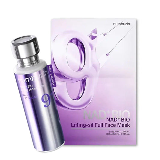 Numbuzin No.9 NAD+ Bio-Lifting Duo | Essence 50ml No.9 NAD+ Bio Lifting-sil Full Face Mask with lifting band Expiry 02 - 2028