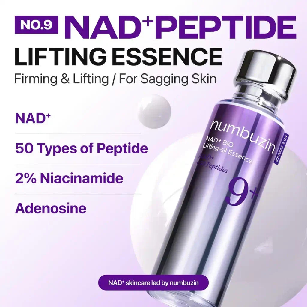 Numbuzin No.9 NAD+ Bio-Lifting Duo | Essence 50ml No.9 NAD+ Bio Lifting-sil Full Face Mask with lifting band Expiry 02 - 2028