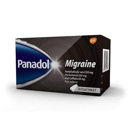 Panadol migraine - 24 Tablets IMPORTED FROM DUBAI UAE Expiry 03 - 2028