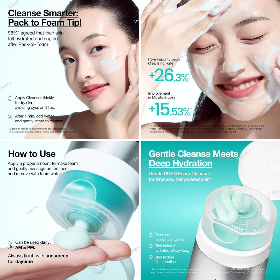 Anua PDRN Hyaluronic Acid Moisturizing Cleansing Foam 150ml Expiry 05 - 2028