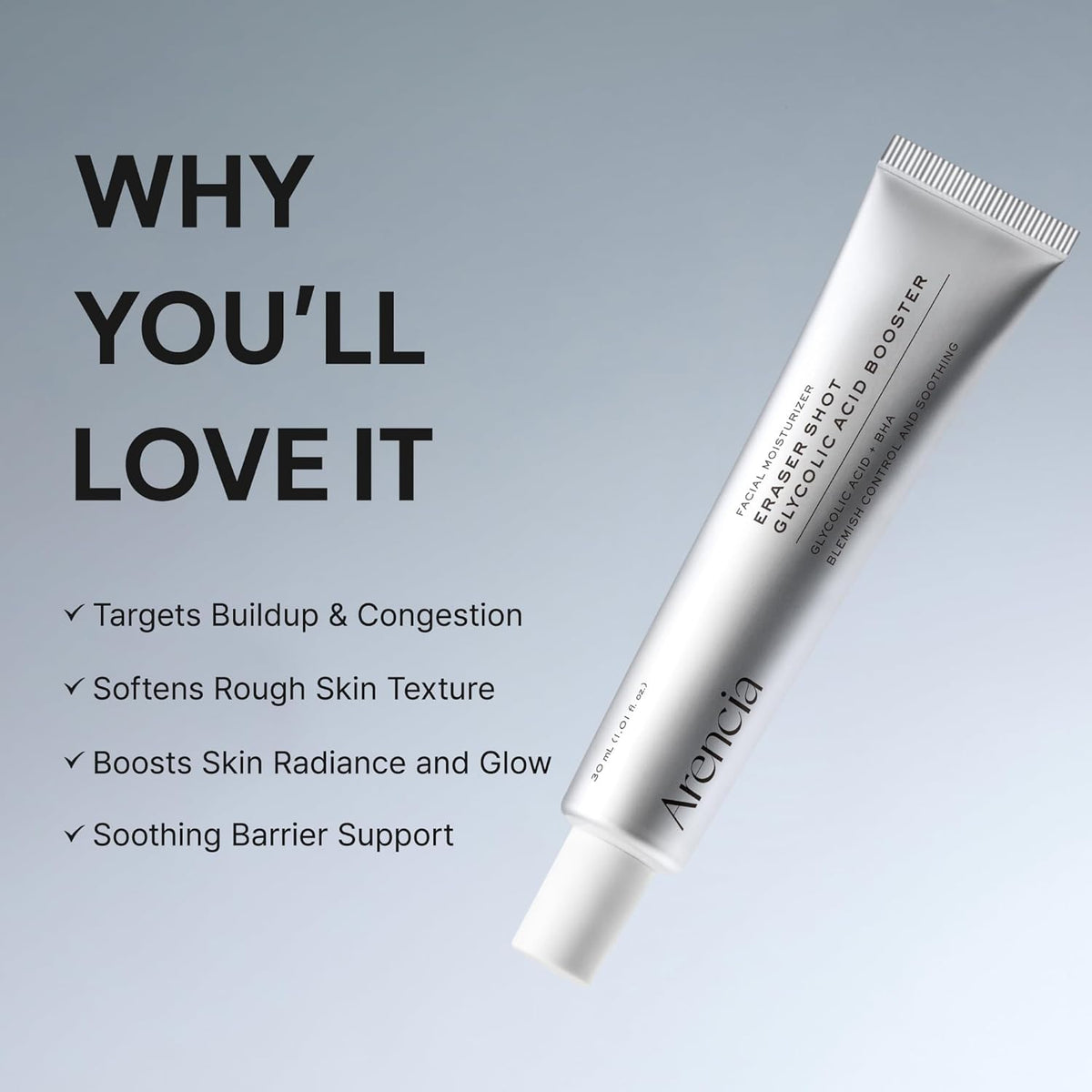 ARENCIA TEraser Shot Glycolic Acid Booster with AHA BHA 30ml Expiry 03 - 2029