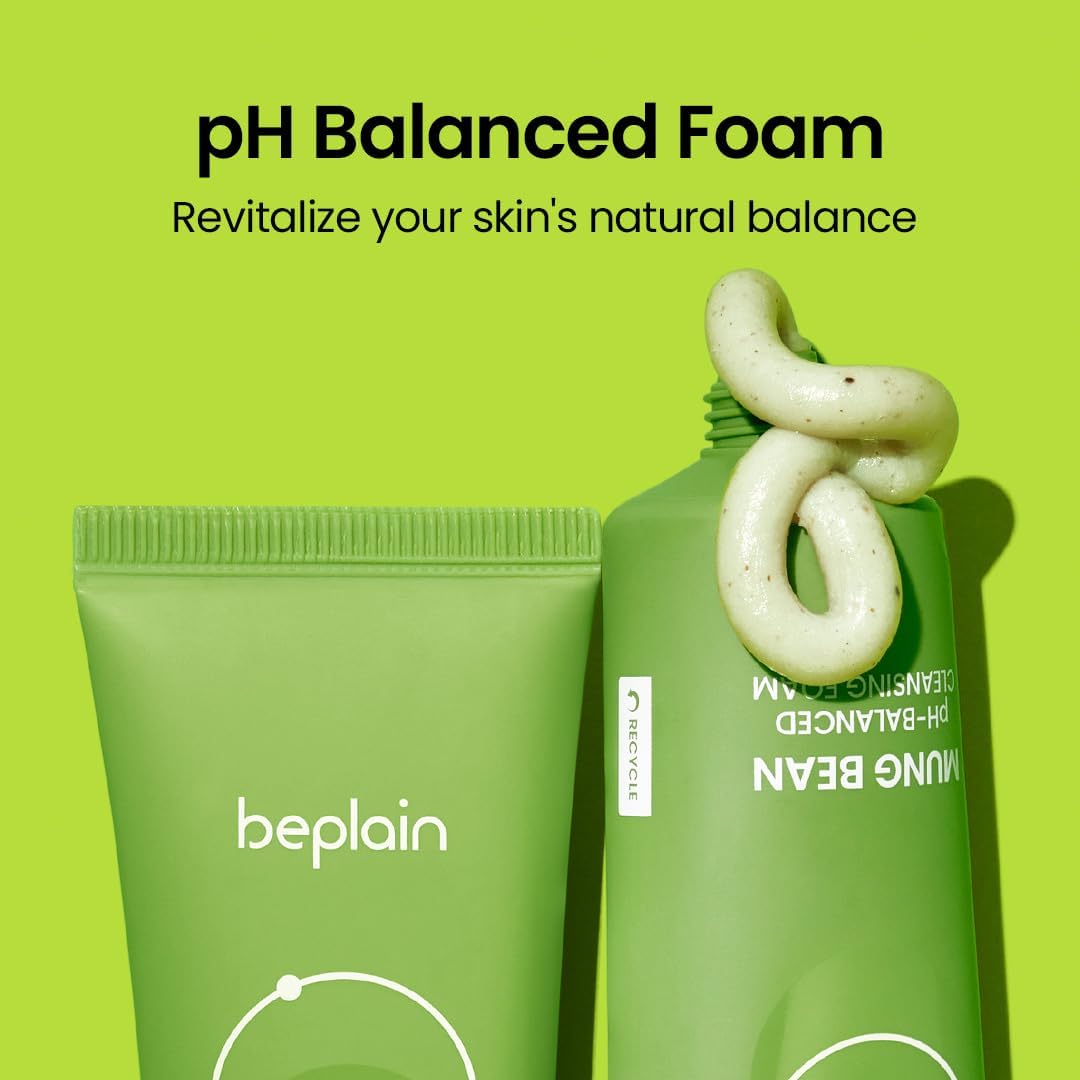 Beplain, Mung Bean, pH Balanced Cleansing Foam 80 ml Expiry 05 - 2028
