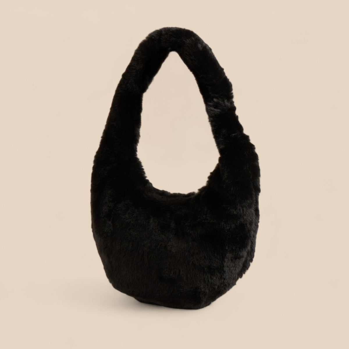Max Dubai Plush Shoulder Bag with Handle and Zip Closure