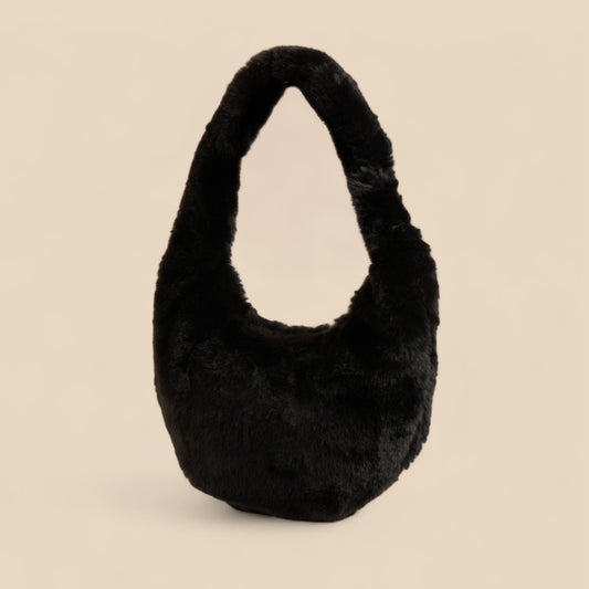 Max Dubai Plush Shoulder Bag with Handle and Zip Closure