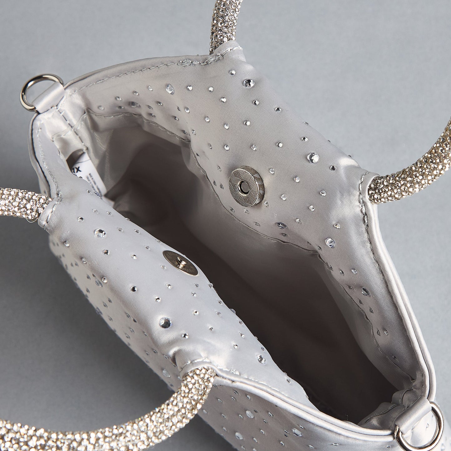 Max Dubai Embellished Bag with Chain Strap and Button Closure Silver