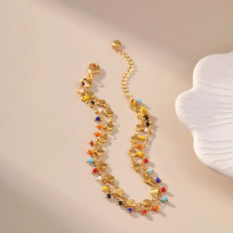 Candy Color Small Rice-shaped Beads National Style Anklets