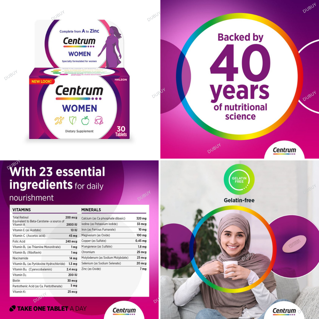 Centrum Women's Multivitamin Supplement Tablets, Pack of 30's Expiry 12 - 2027