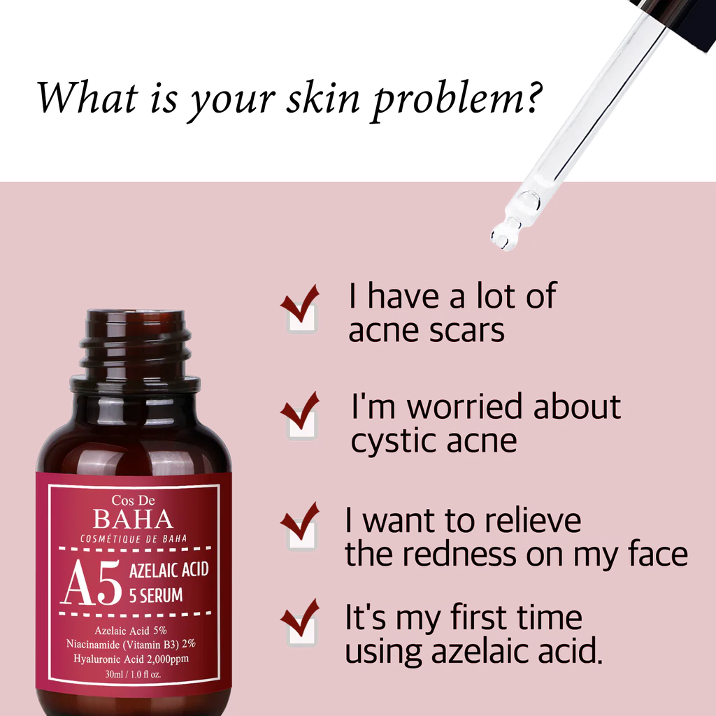 Cos De BAHA, A5 Azelaic Acid 5 serum 30ml Expiry 03 - 2029