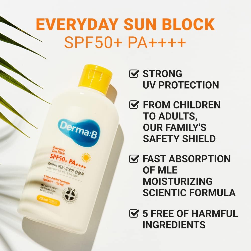 Derma:B Everyday Sun Block SPF50+ PA++++ 200ML Expiry 09 - 2028