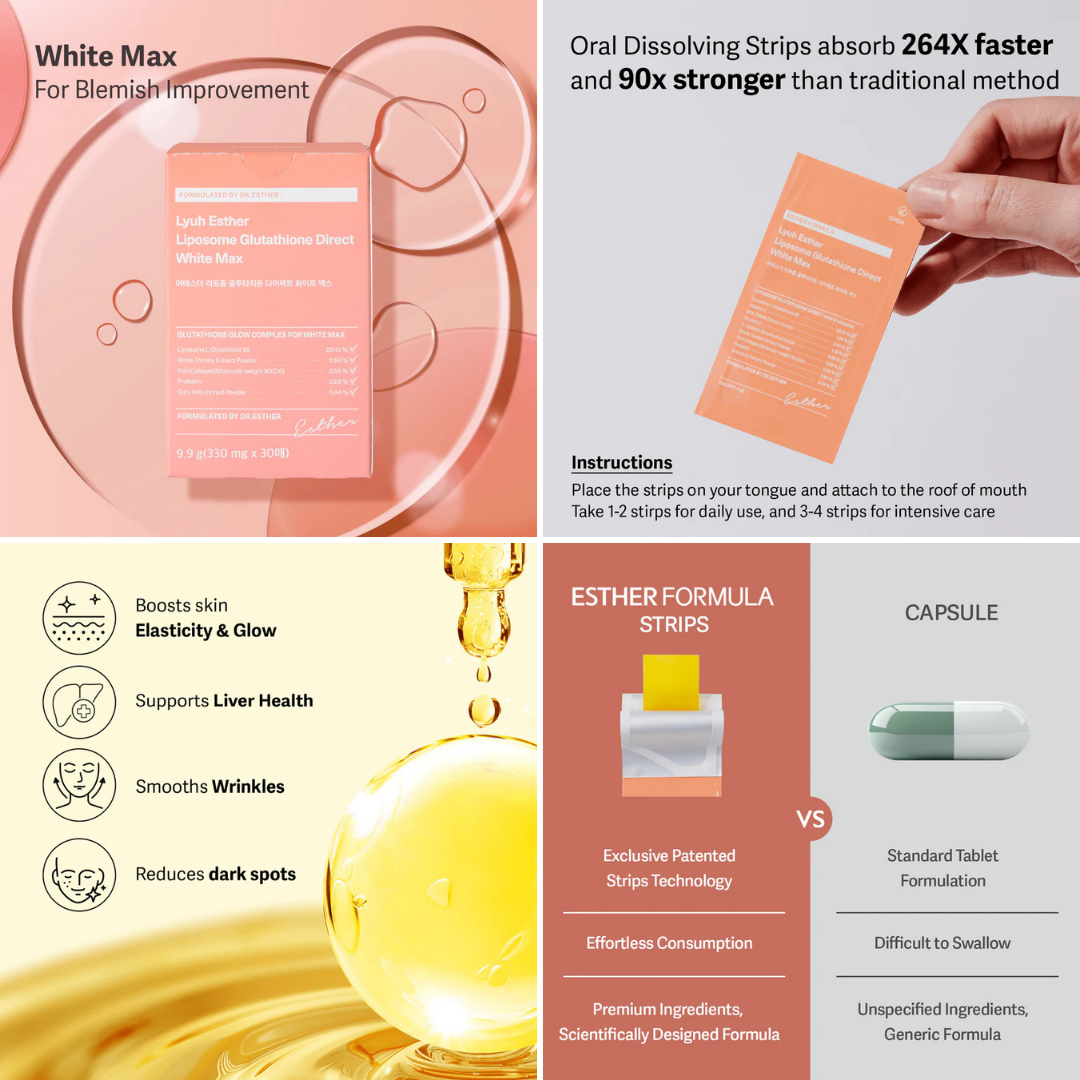 ESTHER FORMULA Liposome Glutathione Direct White Max 9.9g Expiry 02 - 2028