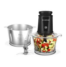 Multi-Purpose Glass Chopper & Mincer, 500W, 1.2L with 4 SS Blade detachable System, Easy to Clean, Pulse Speed for Precision, Ice Crushing, Anti Slip Ring, 2-Year Warranty 1.2 L 500 W NC-CH1200 Black
