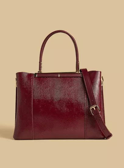 Max Dubai Textured Tote Bag with Double Handles - Red