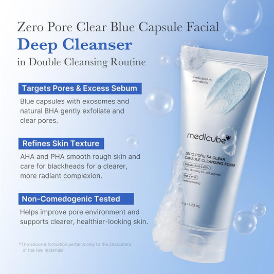 MEDICUBE Zero Pore SA Clear Capsule Cleansing Foam 120g Expiry 12 - 2027