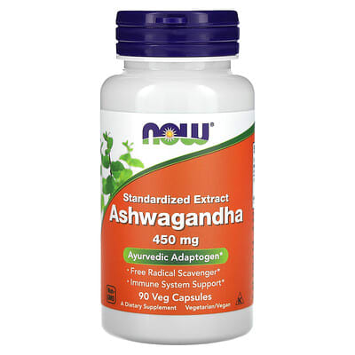 NOW Foods Ashwagandha Standardized Extract 450 mg 90 Veg Capsules Expiry 11 - 2028