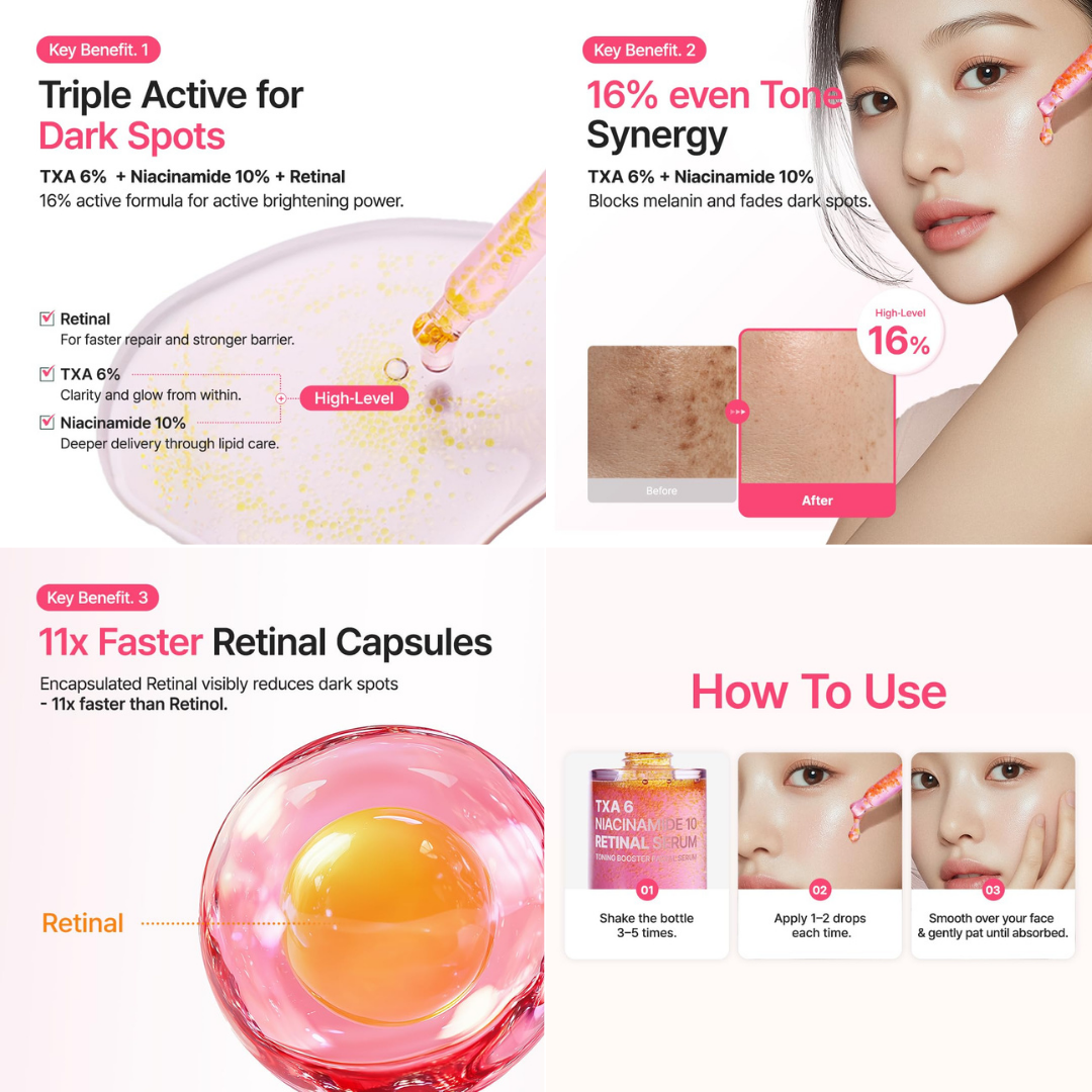 Purito SEOUL TXA 6 Niacinamide 10 Retinal Serum 30ml Expiry 04 - 2028