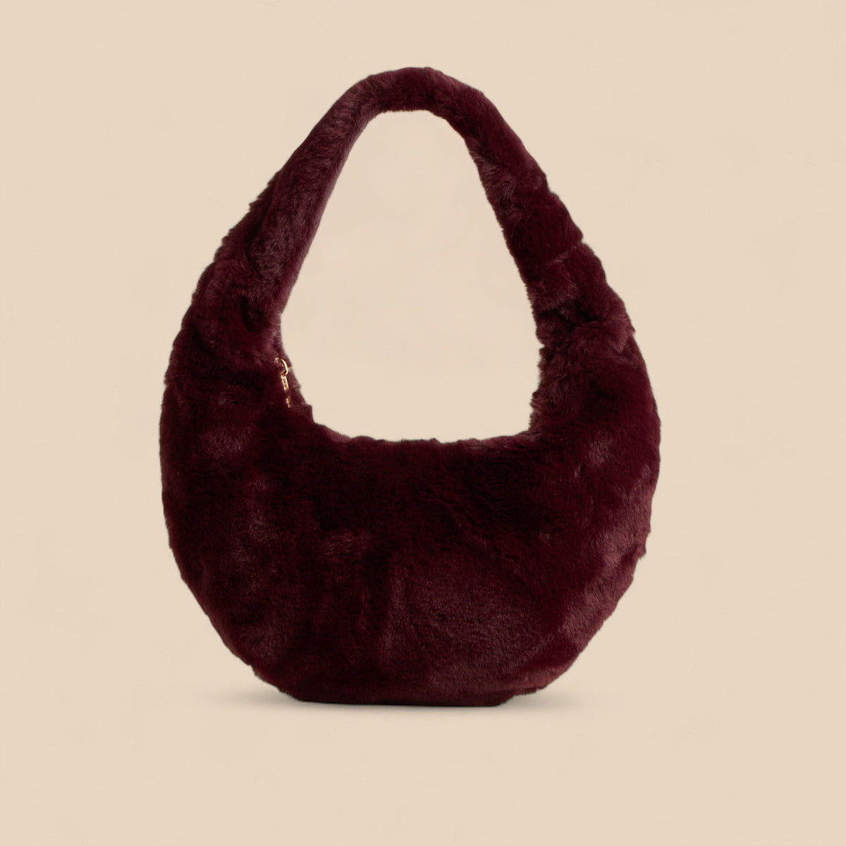 Max Dubai Plush Shoulder Bag with Handle and Zip Closure