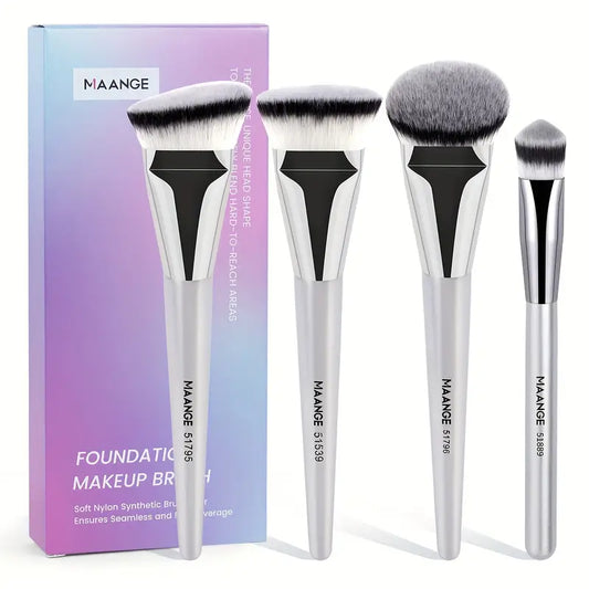 MAANGE 4pcs Silvery Makeup Brush Set