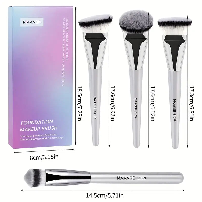 MAANGE 4pcs Silvery Makeup Brush Set