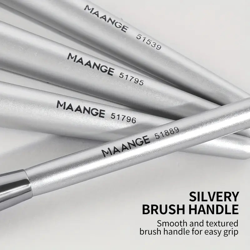 MAANGE 4pcs Silvery Makeup Brush Set
