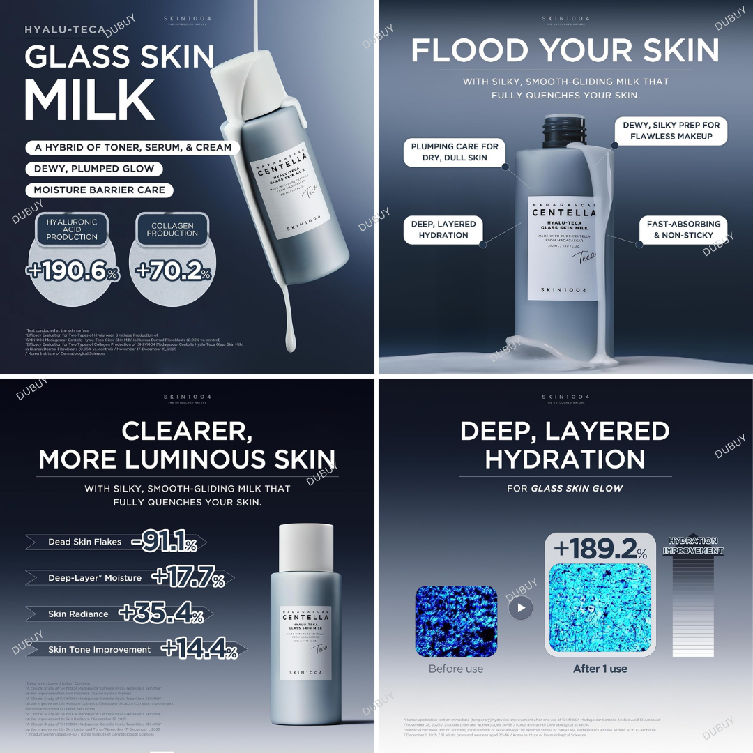 SKIN1004 Hyalu-Teca Glass Skin Milk 210ml Expiry 04 - 2029