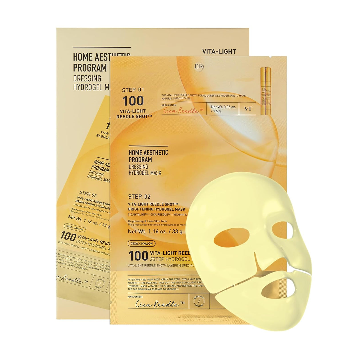 VT Cosmetics Vita-Light Reedle Shot 100 2-Step Hydrogel Mask 33g Expiry 12 - 2028